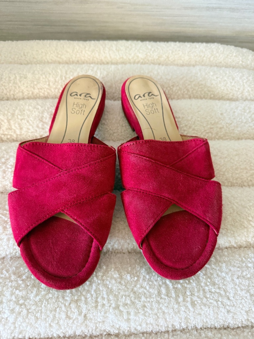 Red Suede Slides